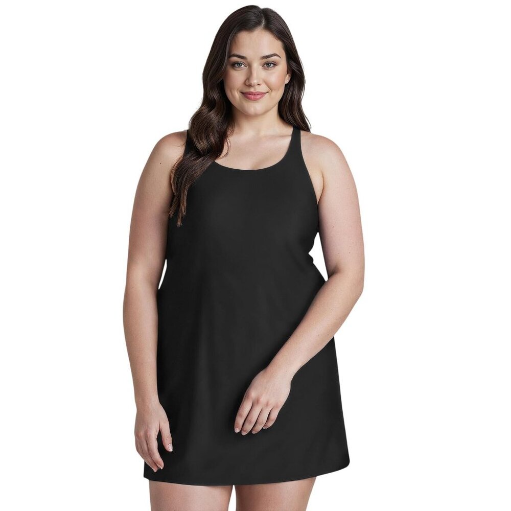 NWT Calypsa Womens Lexi Swim Tunic Tankini Swim Tpp Black L
